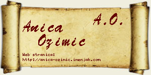 Anica Ozimić vizit kartica